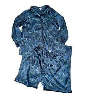 Croft & Barrow Intimates Paisley Print 2 Pc Pajama Set Button Down Top & Pants L